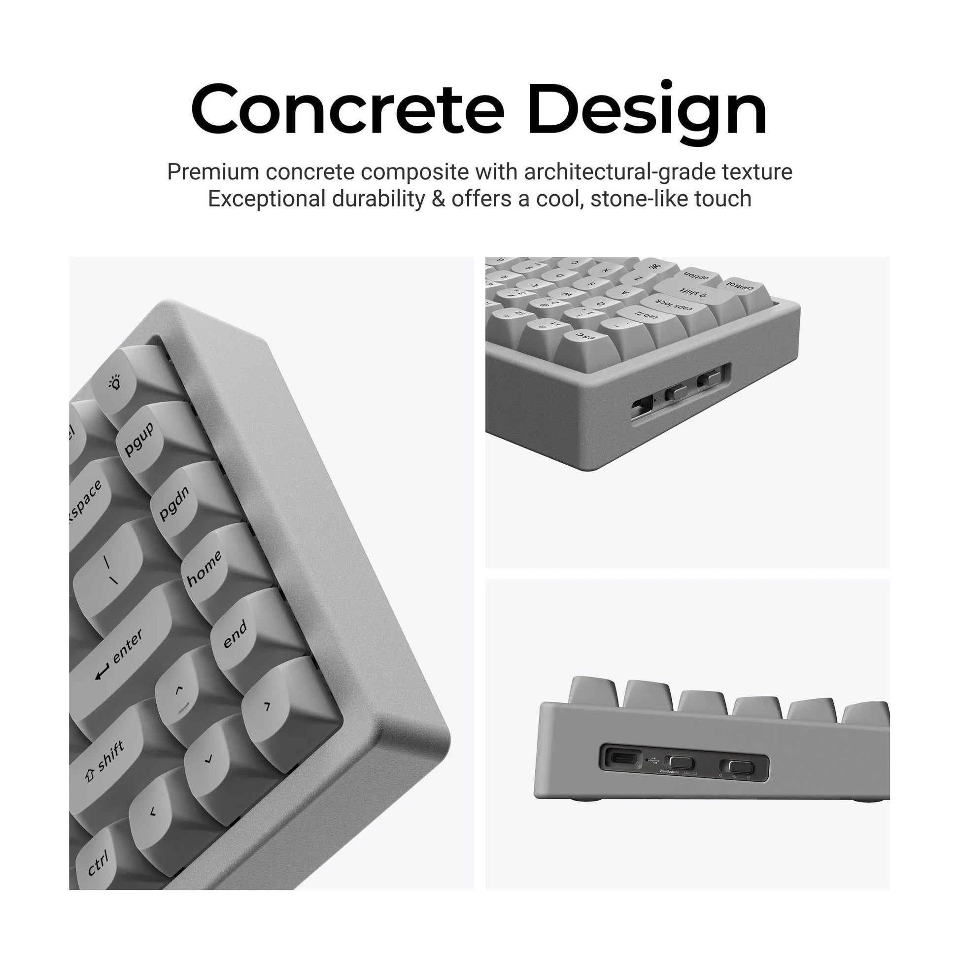 Teclado mecánico Keychron K2 HE-F1C Concrete Edition RGB (negro, diseño de EE. UU. (QWERTY), nebulosa magnética de doble riel Gateron, 75 %, LED RGB, PBT de doble disparo osa, intercambio en caliente, 2,4 GHz | Bluetooth 5.2 | USB-C)