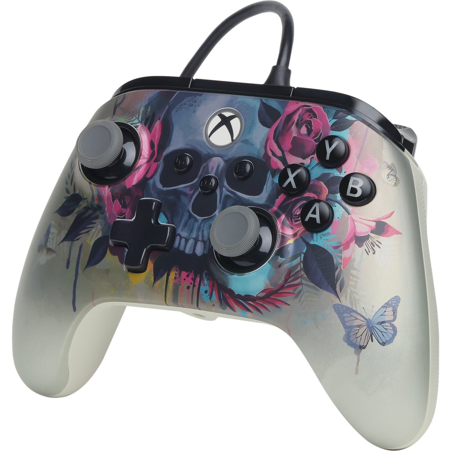 Controlador con cable powera Advantage plus para xbox series x|s - bloom gloom (silver, xbox series x|s, xbox one, PC)