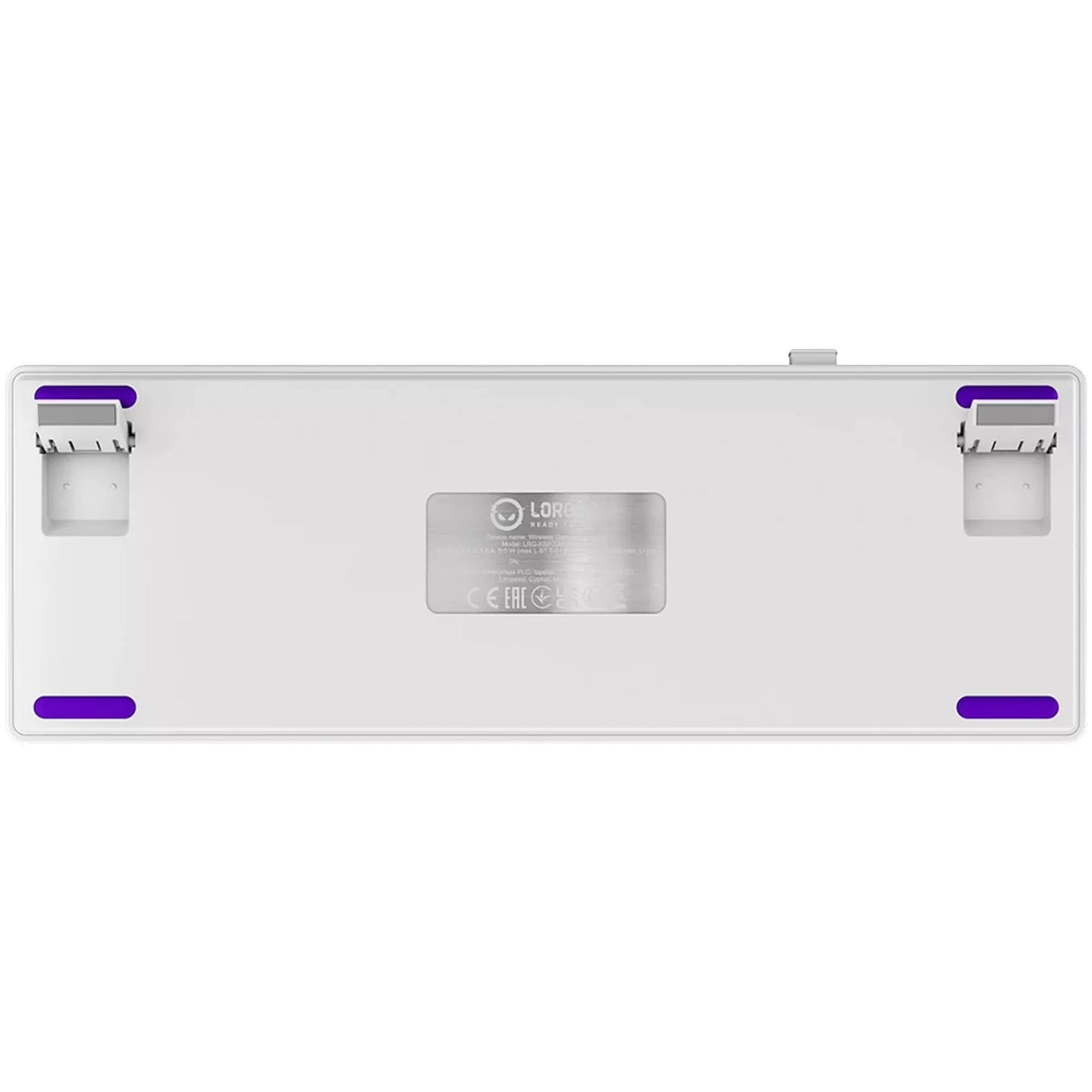 Lorgar kbp70mw, tastiera da gioco (bianca, layout americano, logar tossico viola, 65%, rgb, hot-swapable, pbt double-shot, bluetooth 2.4ghz usb)