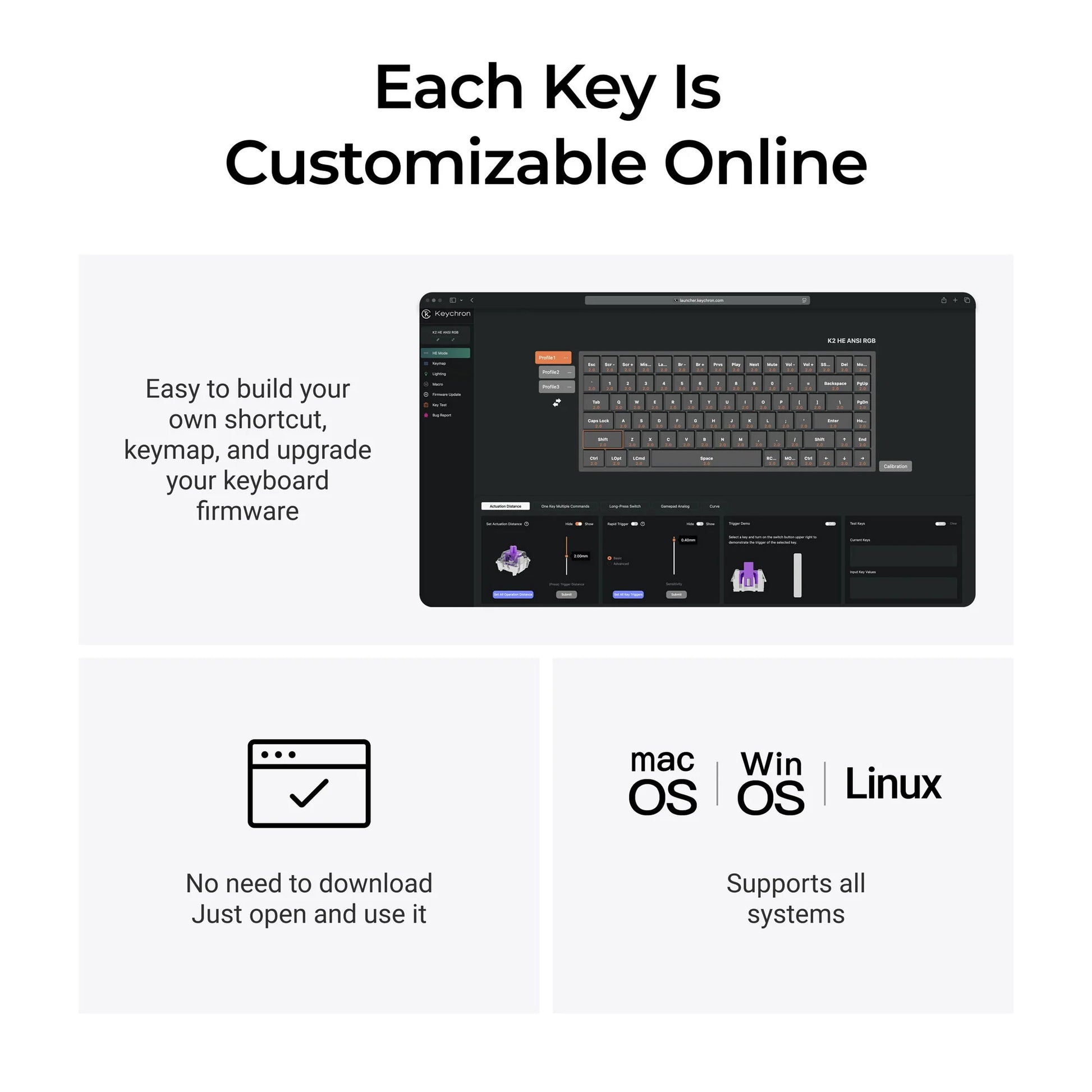 Teclado mecánico Keychron K2 HE-F1C Concrete Edition RGB (negro, diseño de EE. UU. (QWERTY), nebulosa magnética de doble riel Gateron, 75 %, LED RGB, PBT de doble disparo osa, intercambio en caliente, 2,4 GHz | Bluetooth 5.2 | USB-C)