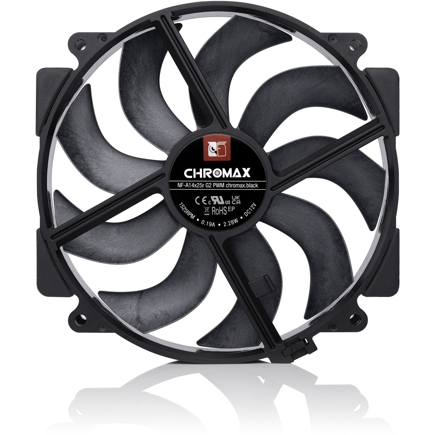 Ventola per case Noctua nf-a14x25r g2 pwm chromax.black (nera, 140 x 140 x 25 mm)