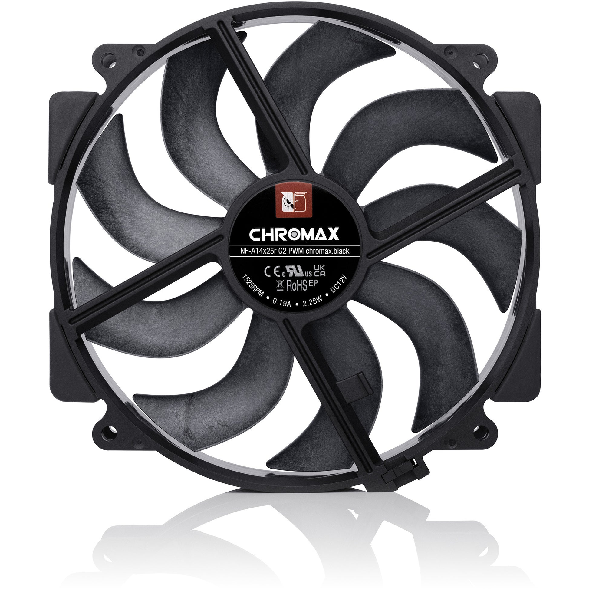 Ventola per case Noctua nf-a14x25r g2 pwm chromax.black (nera, 140 x 140 x 25 mm)