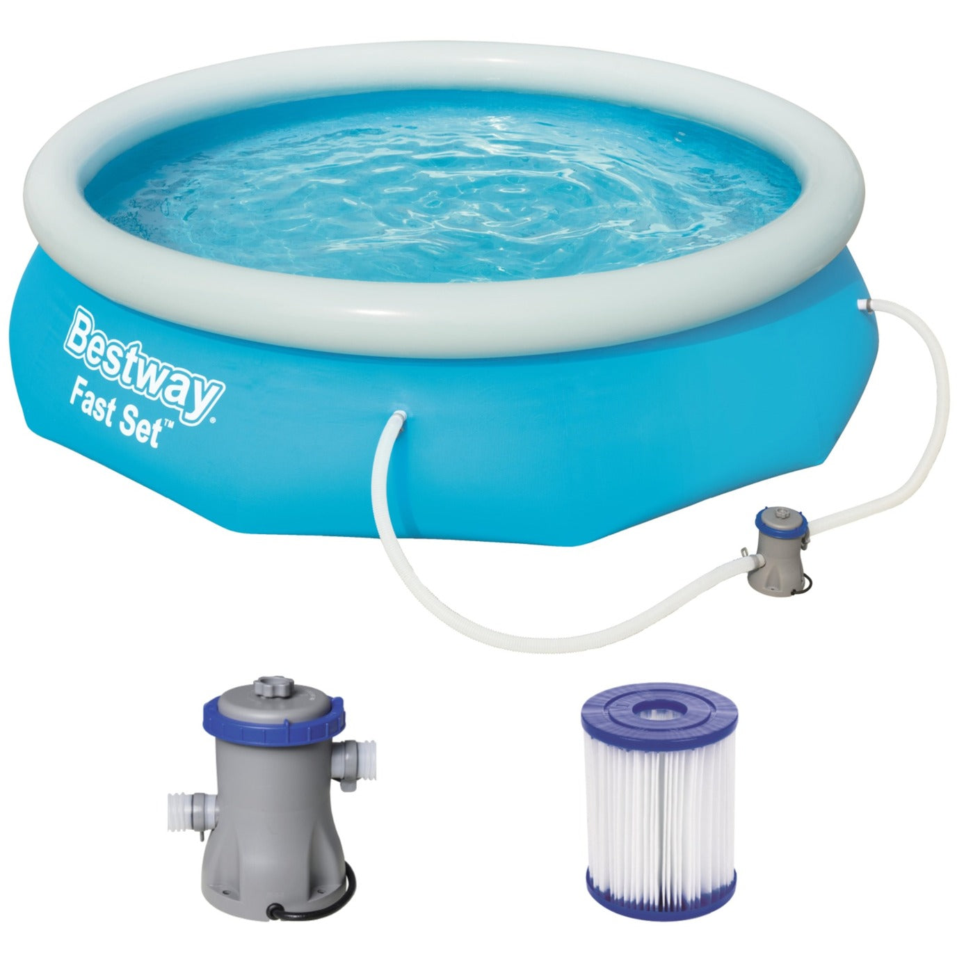 Bestway zwembad fast set rond 305 (blauw lichtblauw, incl. filterpomp (220-240v))