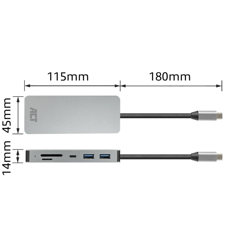 Conectividad ACT USB-C 4K Estación de acoplamiento para 1 HDMI Monitor, EthEd