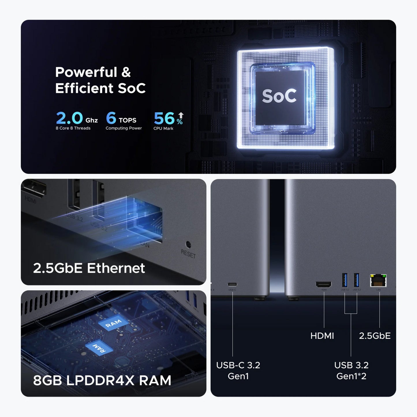 Ugreen nasync dh4300 plus (grijs, 1x 2,5gbe, hdmi, usb-c)