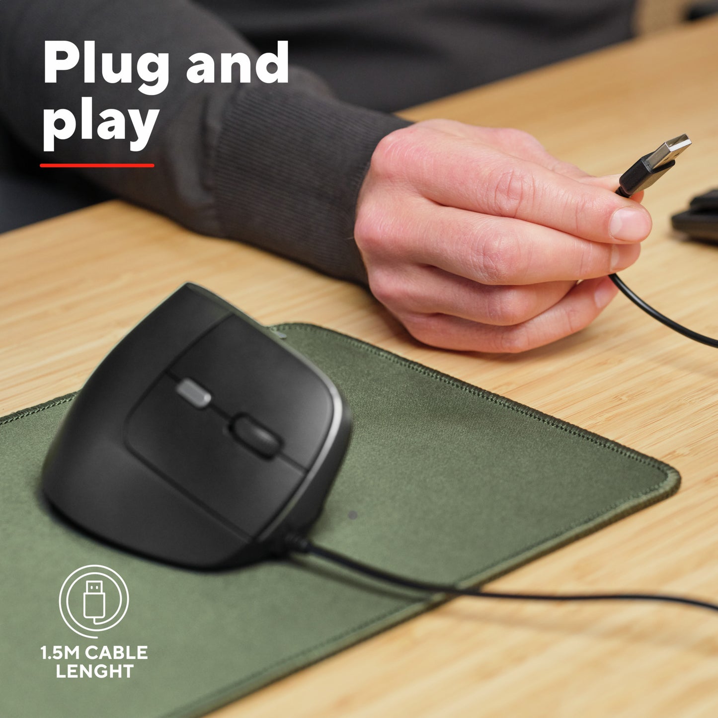 Mouse ergonomico Trust bayo ii (nero, 800 dpi - 2.400 dpi)