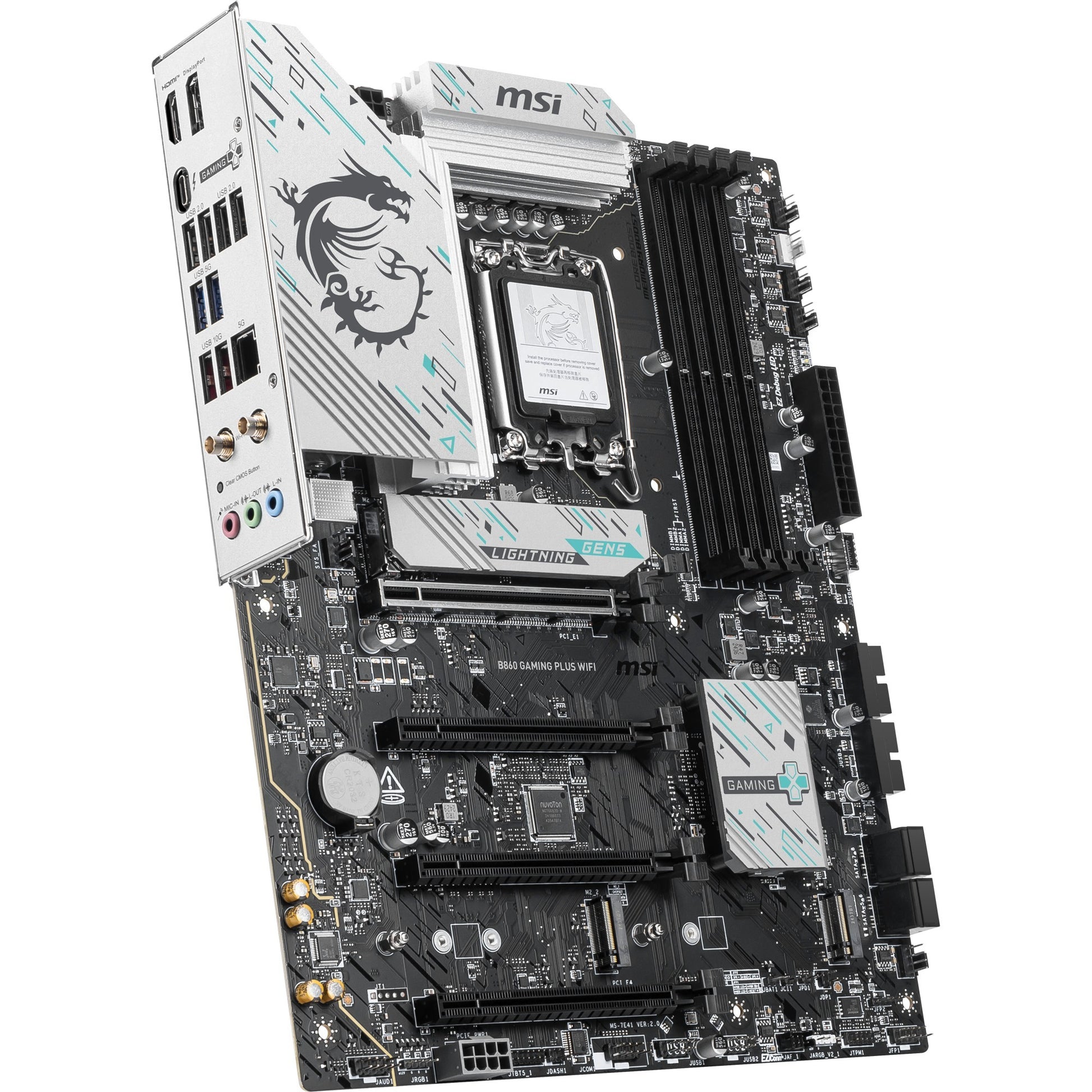 Msi b860 gaming plus wifi socket 1851 moederbord (raid, 5gb-lan, wi-fi 7, bt, sound, atx)