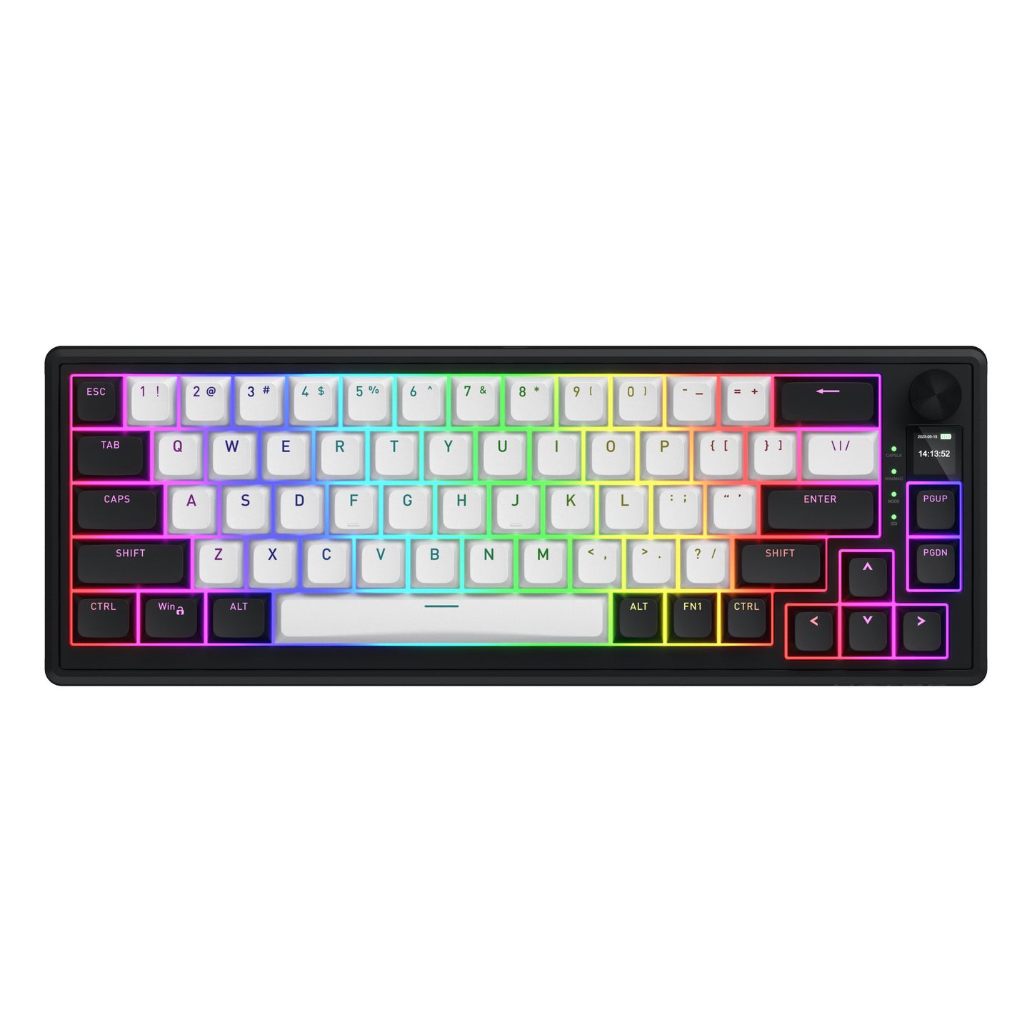 Hator skyfall mag ultima 8k wireless, tastiera da gioco (nera, layout americano, hator aurum ice, 65%, rgb, double-shot pbt, hot-swap, bluetooth usb-c da 2,4 ghz)
