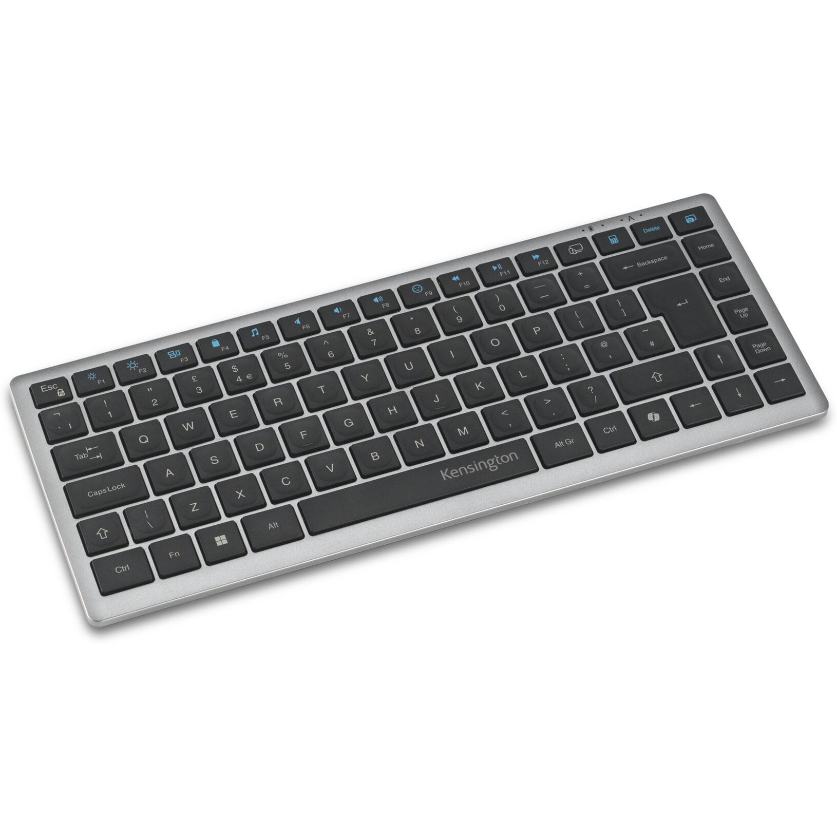 Tastiera compatta multidispositivo ricaricabile Kensington KB435 EQ (grigia, layout internazionale USA (QWERTY), interruttori a forbice, 80% (TKL), USB, 2,4 GHz, Bluetooth 5.4)