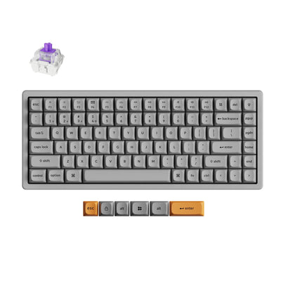 Tastiera meccanica Keychron K2 HE-F1C Concrete Edition RGB (nera, layout USA (QWERTY), nebulosa magnetica a doppia guida Gateron, 75%, LED RGB, osa double-shot PBT, hot swap, 2,4 GHz | Bluetooth 5.2 | USB-C)