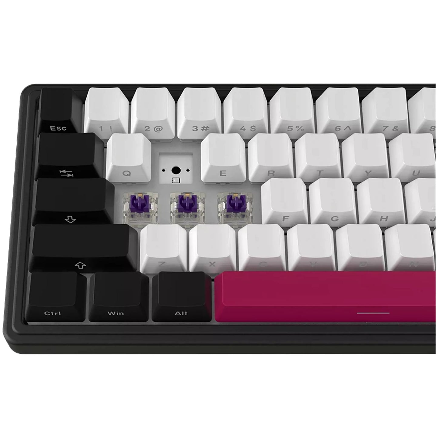 Lorgar kbp70mw, tastiera da gioco (nera, layout americano, logar tossico viola, 65%, rgb, hot-swapable, pbt double-shot, bluetooth 2.4ghz usb)