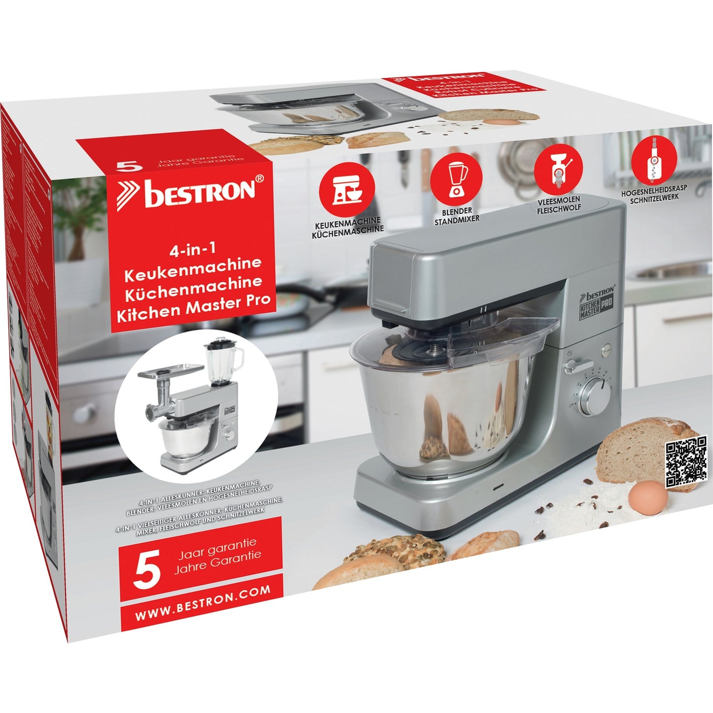Bestron AKM1600S 4-en-1 Food Processor Kitchen Pro