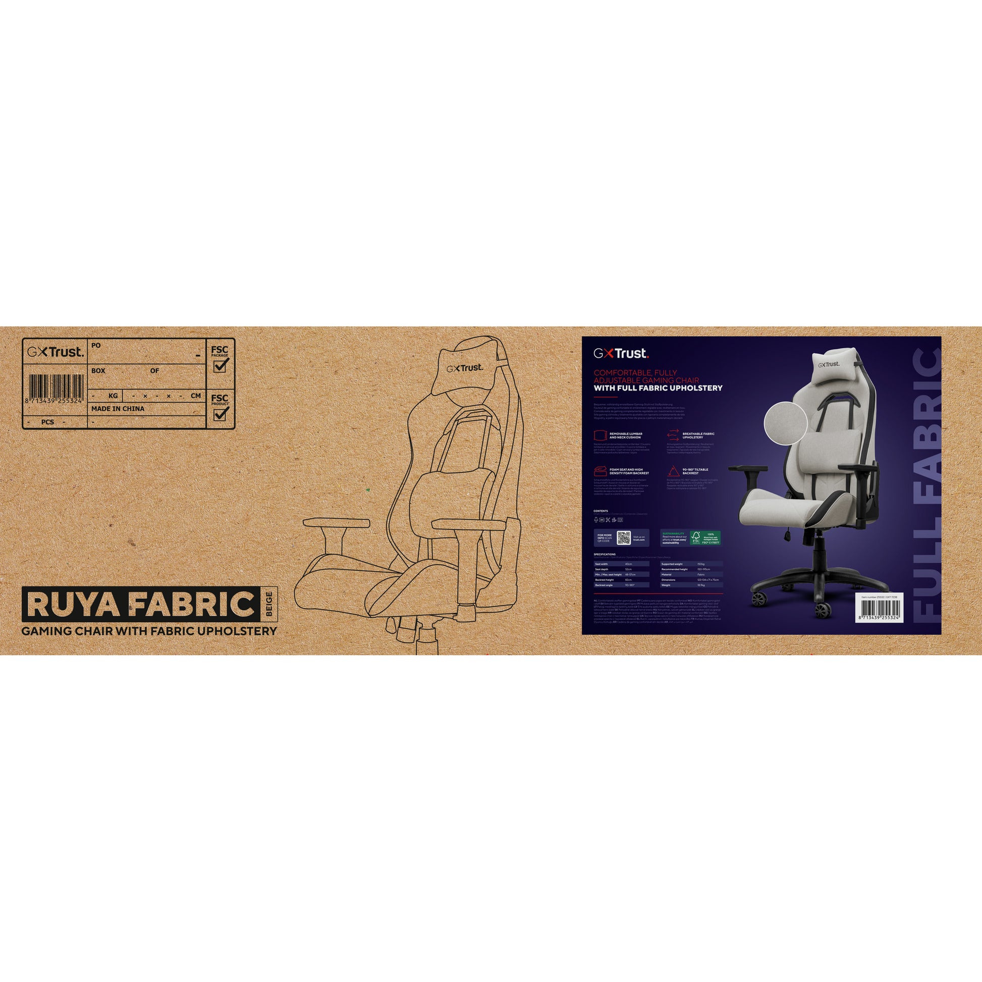 Trust gxt 723b ruya comoda sedia da gaming in tessuto