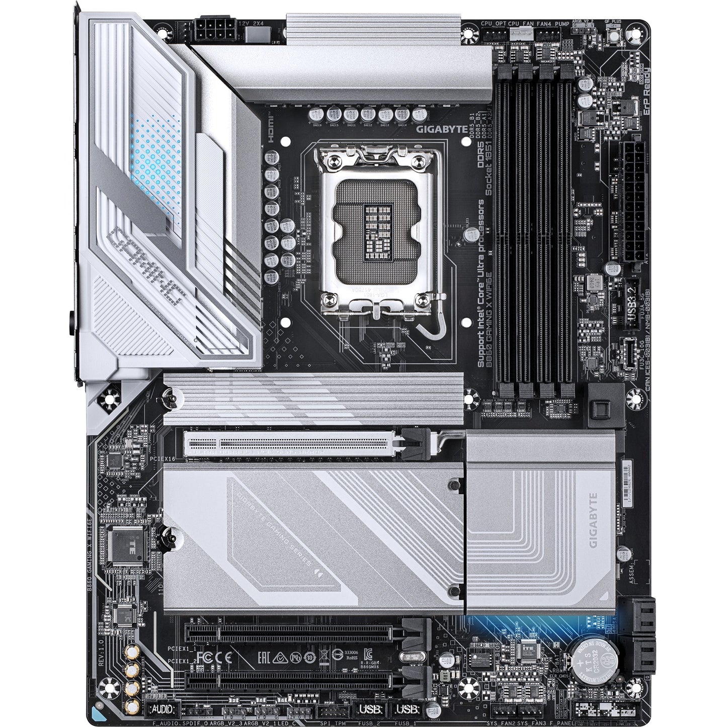 Gigabyte B860 Gaming x Wifi6E, ATX, LGA1851, Intel B860, 4x DDR5, 2,5 GBE, Wi-Fi 6th, USB4, USB-C