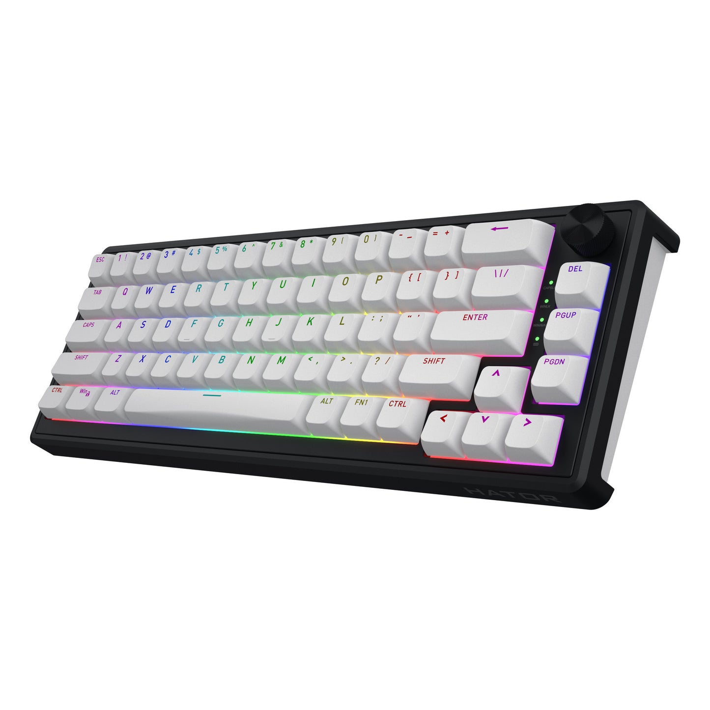 Hator skyfall wireless, tastiera da gioco (nera, layout americano, hator aurum sterling, 65%, rgb, double shot abs, hot-swap, bluetooth usb-c da 2,4 GHz)