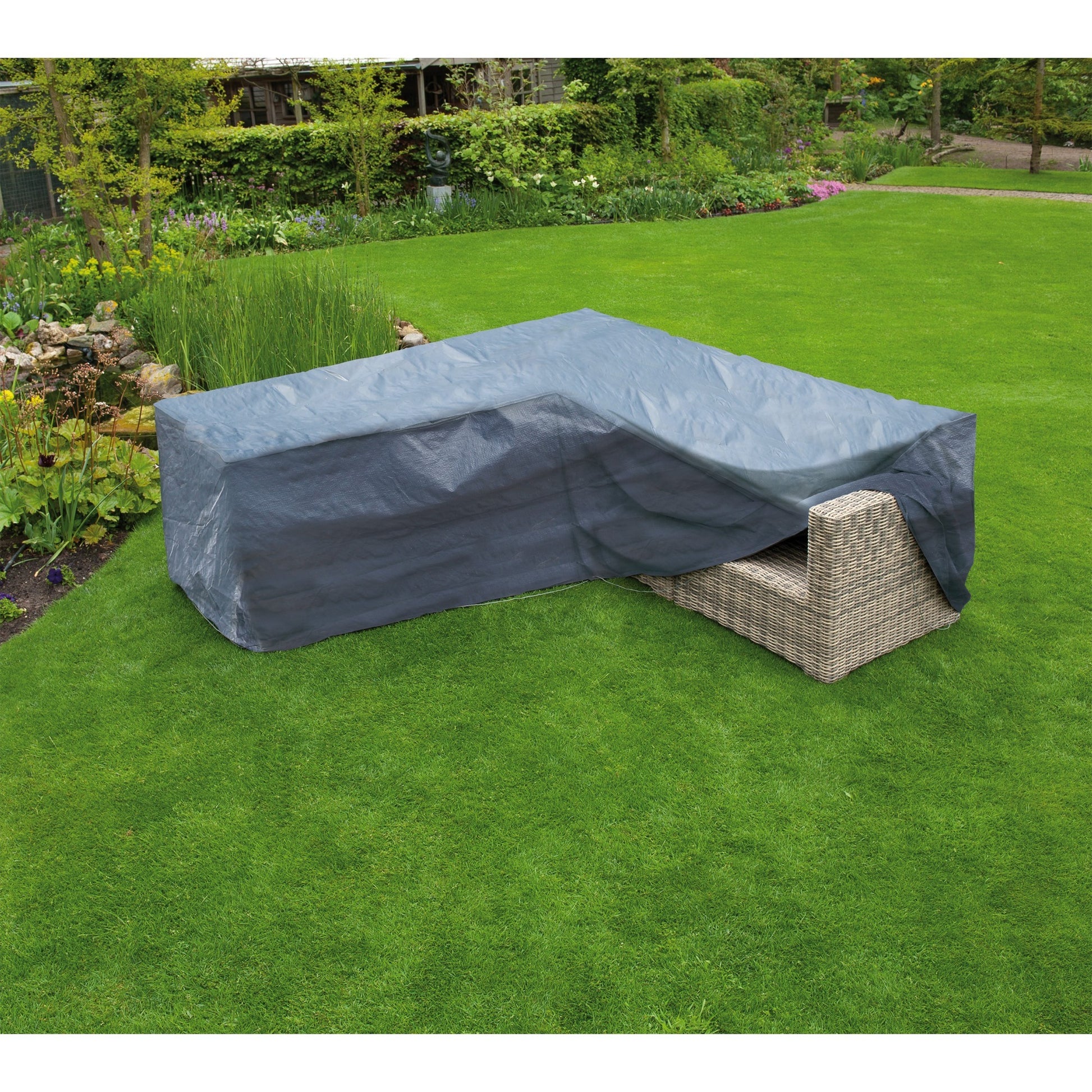 Copertura per mobili da giardino naturale per lounge set a L