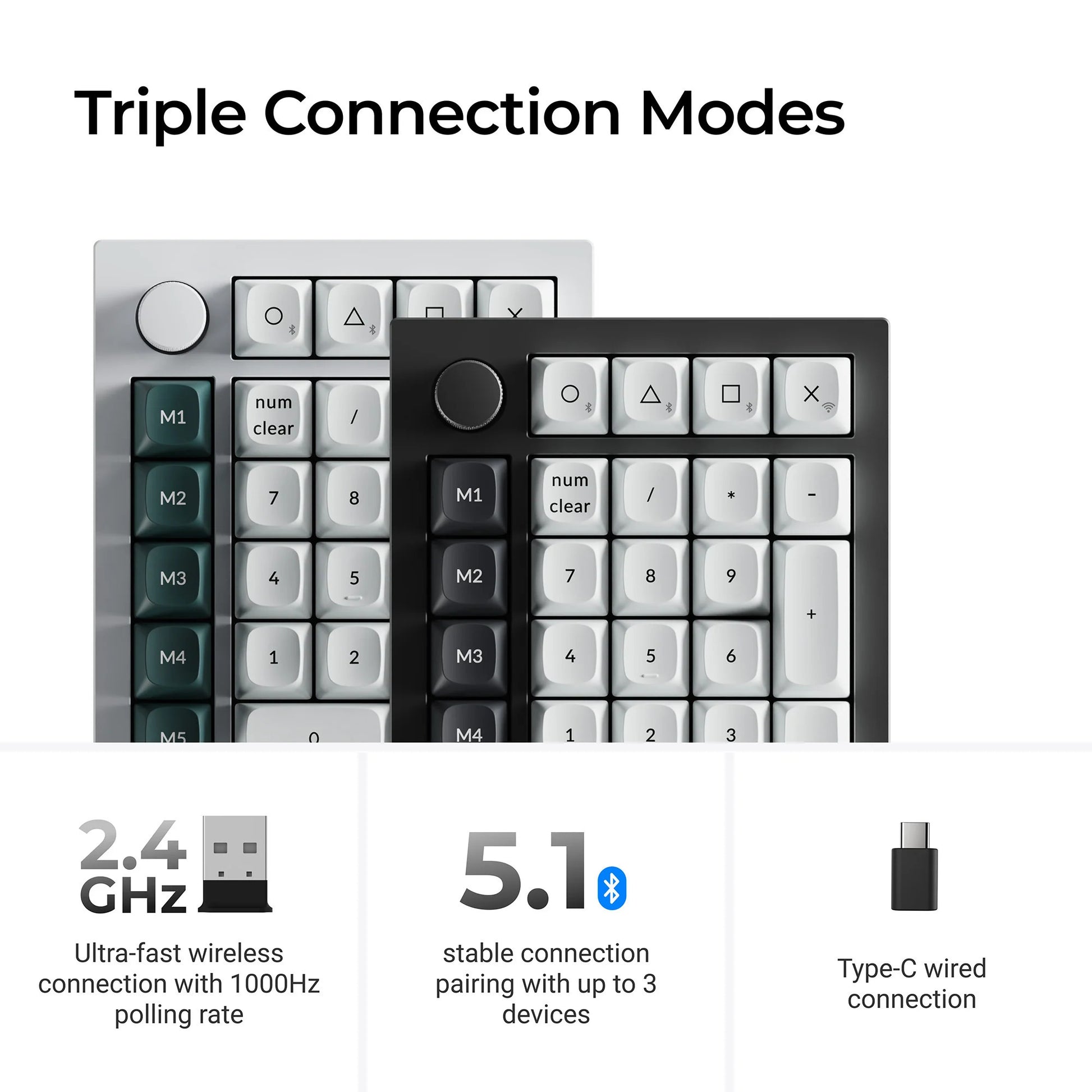 Keychron q0 he qmk teclado numérico inalámbrico personalizado teclado numérico mecánico rgb (negro, diseño estadounidense (qwerty), nebulosa magnética de doble riel gateron, intercambio en caliente, rgb, teclas pbt de doble disparo)