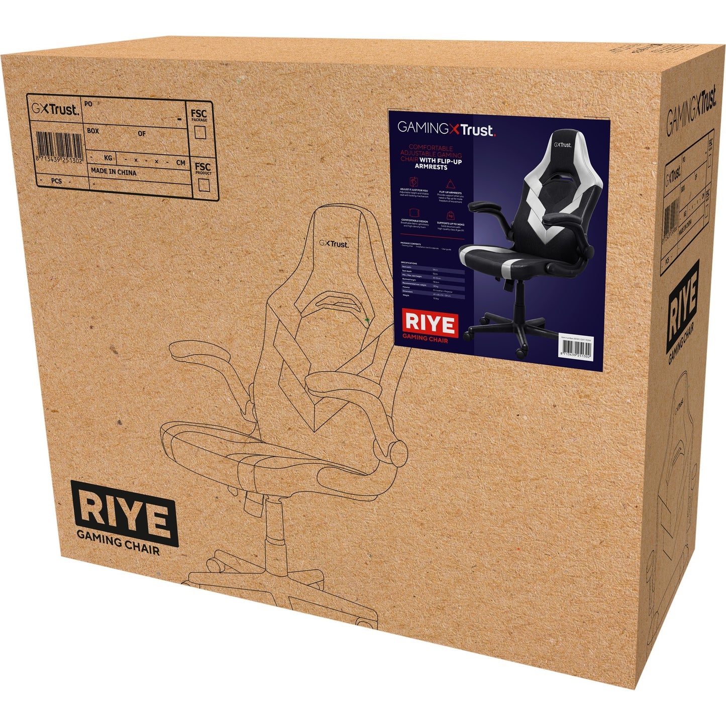 Confiar en la silla de juego GXT 703W RIYE