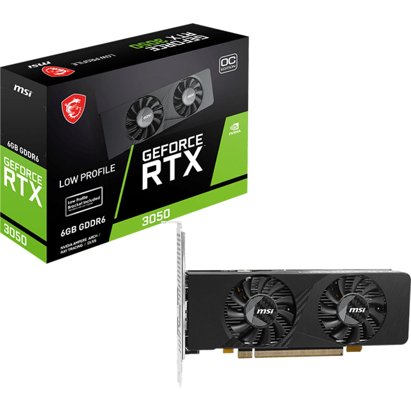 Scheda grafica MSI GeForce RTX 3050 LP E 6G OC (2x HDMI, 1x DisplayPort, DLSS)