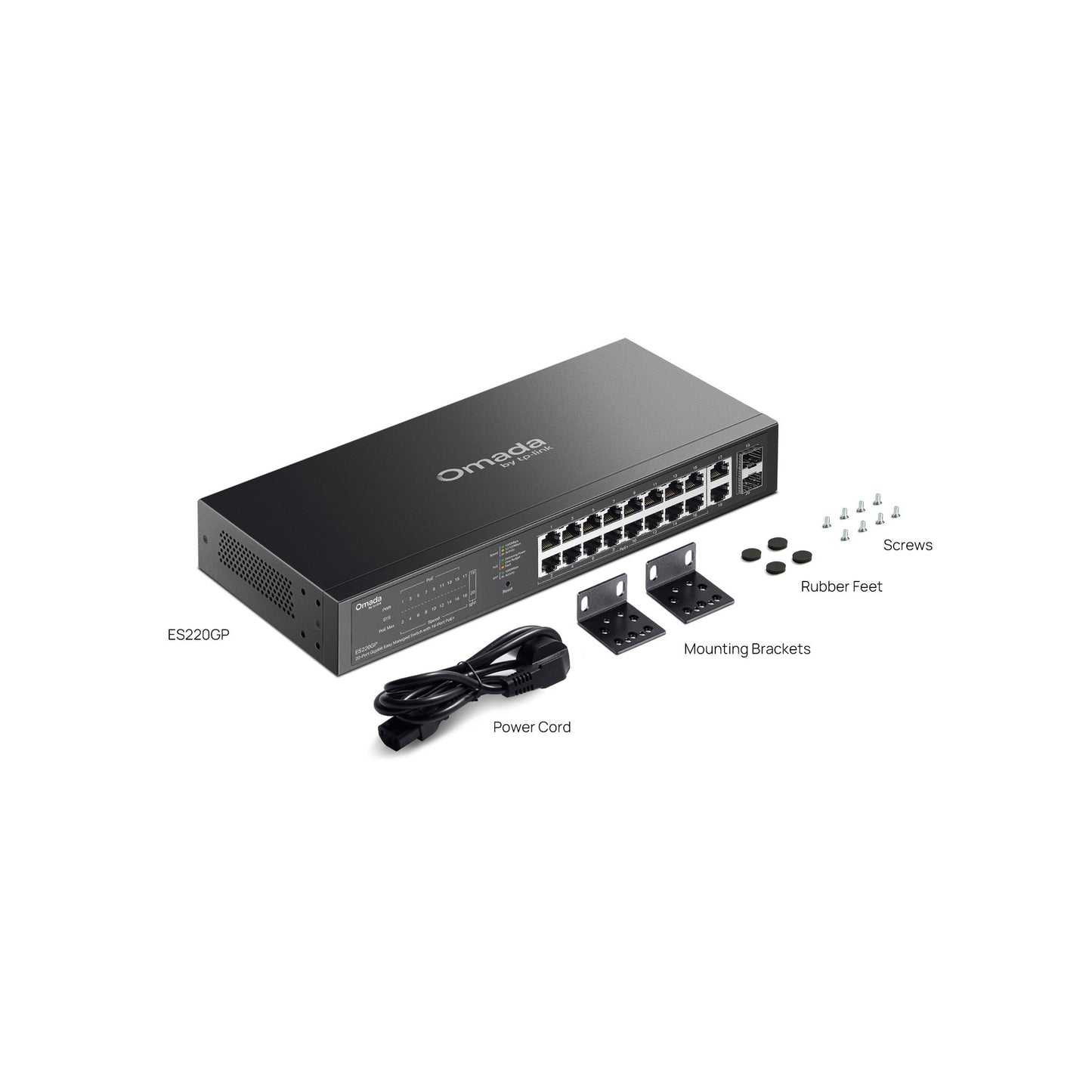 Tp-link omada es220gp switch gigabit easy Managed a 20 porte (nero, 16x poe+, 2x gigabit sfp)