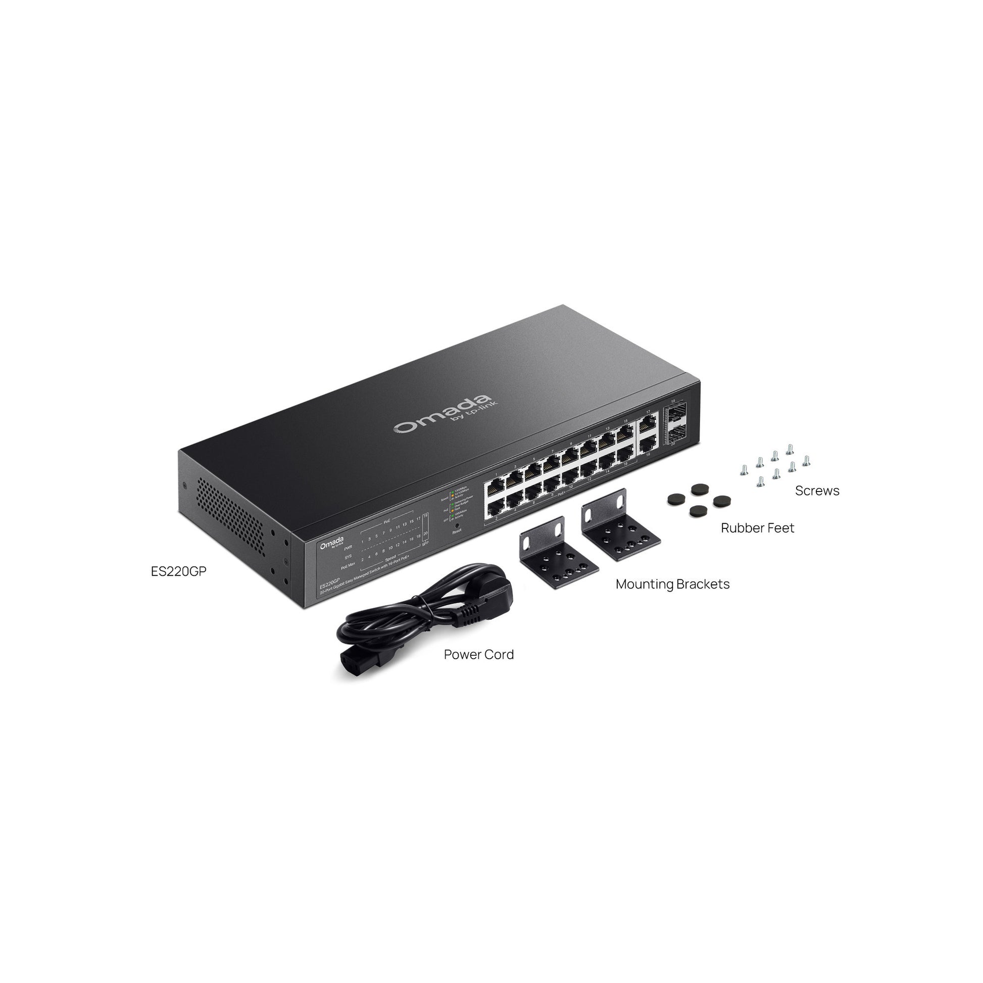 Tp-link omada es220gp switch gigabit easy Managed a 20 porte (nero, 16x poe+, 2x gigabit sfp)