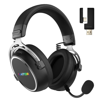 Cuffie da gioco over-ear wireless Hator Hypergang 3 (nere, RGB, USB Bluetooth da 2,4 GHz)
