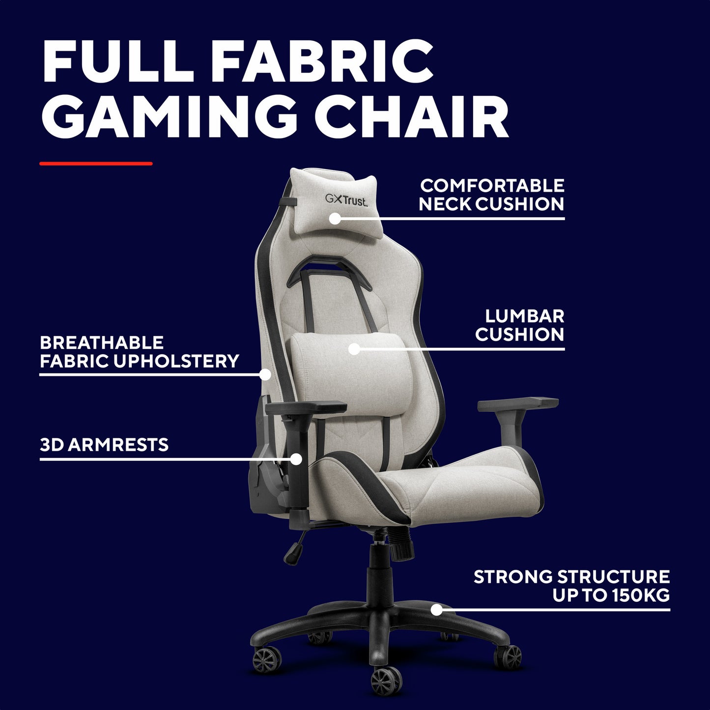 Trust gxt 723b ruya cómoda silla gaming de tela