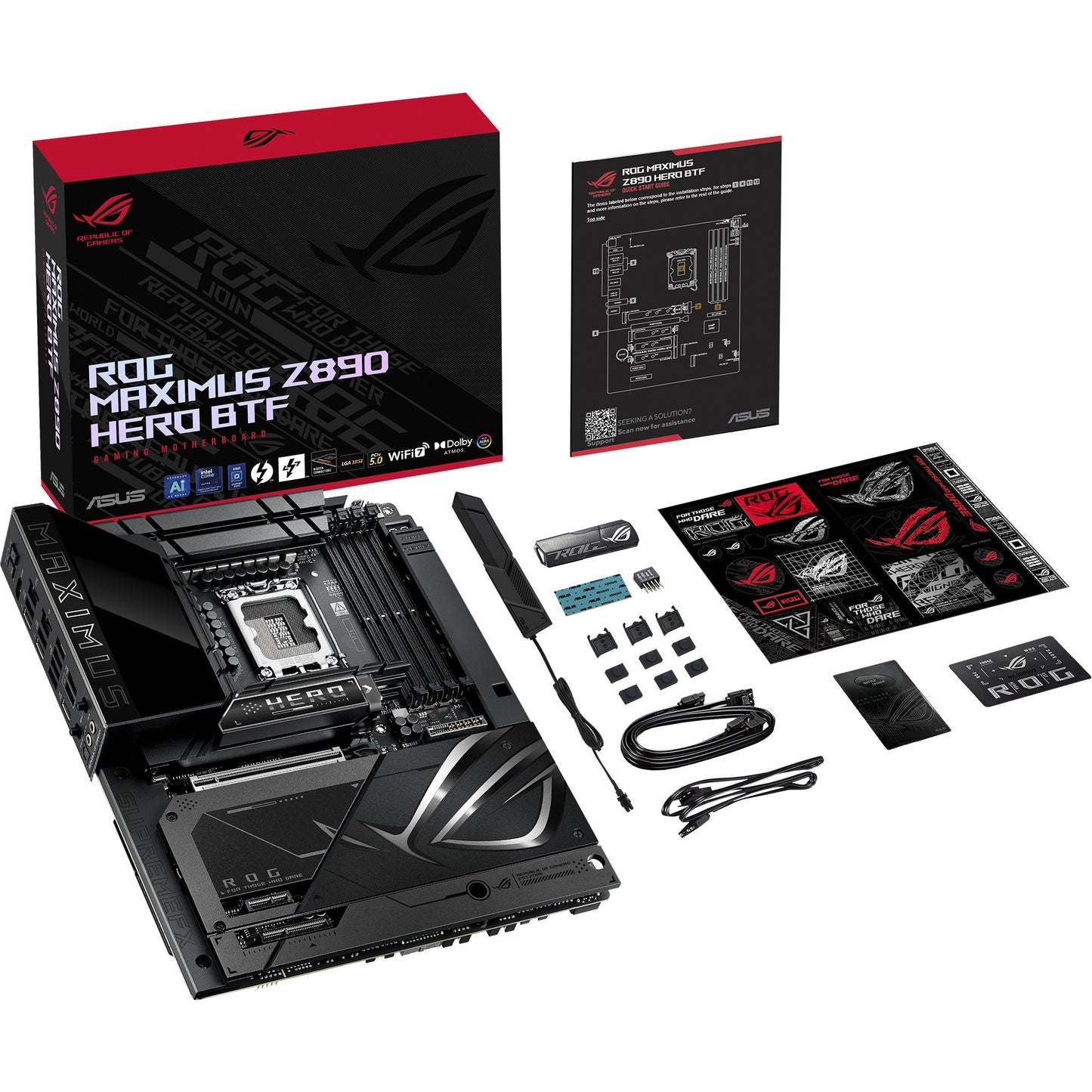 Placa base Asus Rrog Maximus Z890 Hero BTF Socket 1851 (negra, RAID, 5 GB-LAN, Wi-Fi 7, BT, Sonido, ATX)