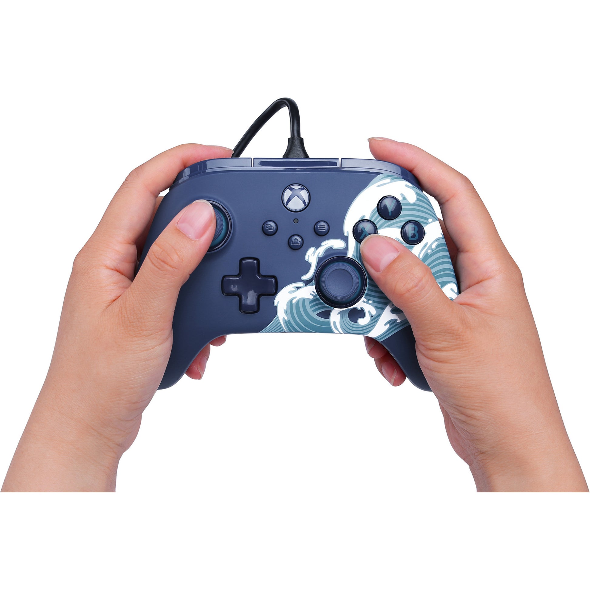 Controlador powera Advantage con cable para xbox series x|s - water wave (azul celeste, xbox series x|s, xbox one, PC)
