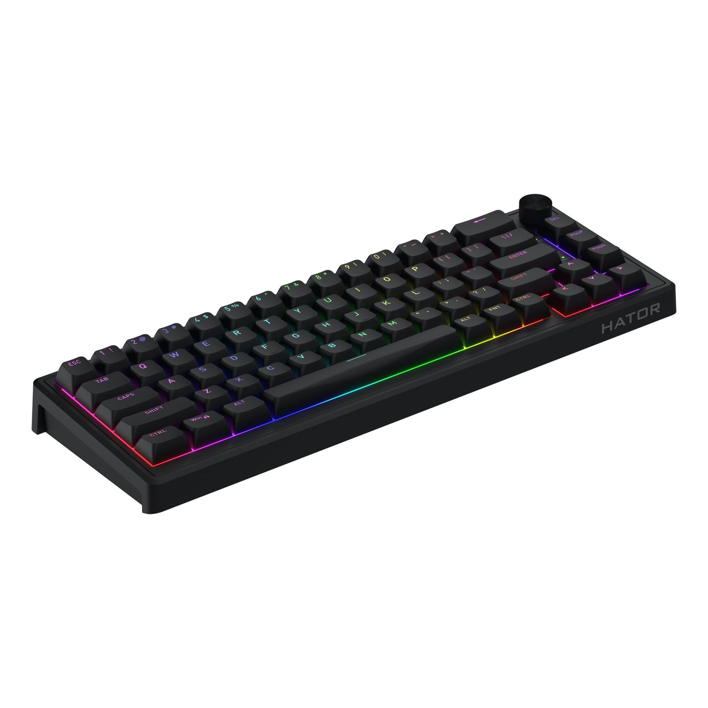 Hator skyfall cablato, tastiera da gioco (nera, layout americano, hator aurum sterling, 65%, rgb, double shot abs, hot-swap)