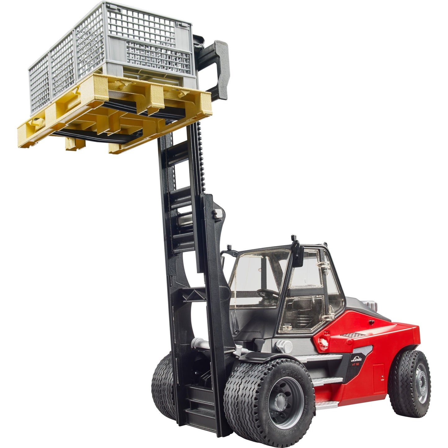 Bruder Linde HT160s FORKLIFT con pallet e 3 gabbie da pallet