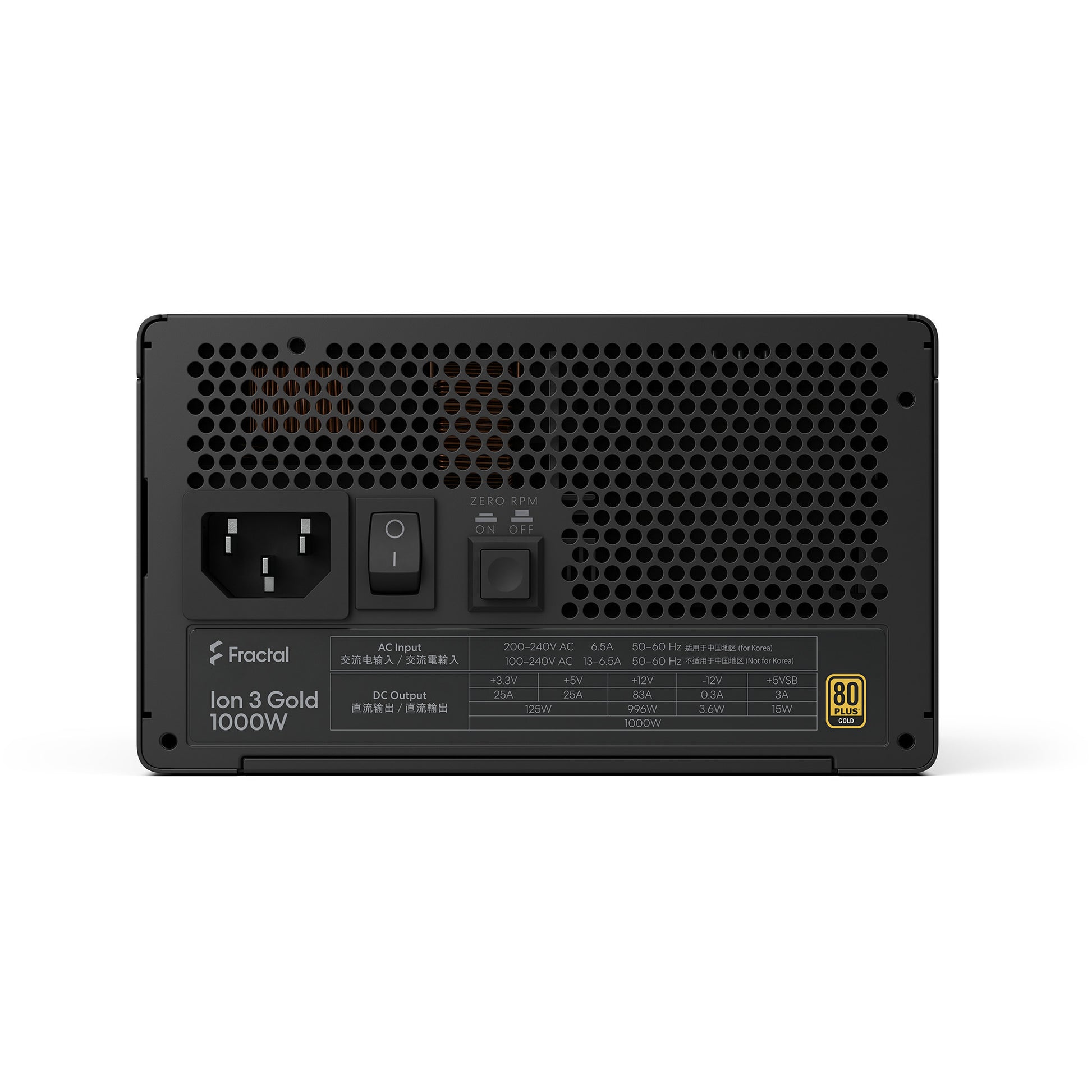 Alimentatore modulare da 1000 watt Fractal design ion gold 3 (nero, 1x 12v-2x6, 3x pcie)