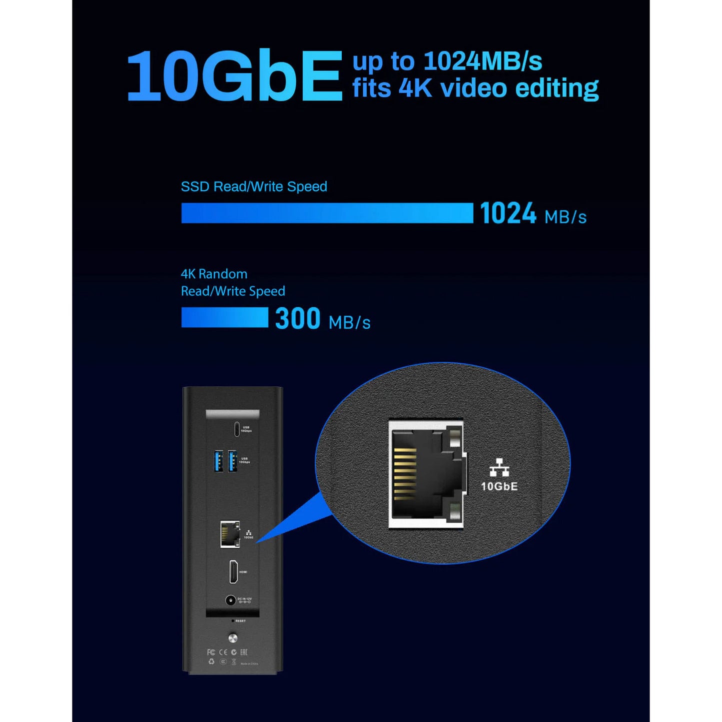 Terramaster f8 SSD più NAS (nero, 1x 10GBE, HDMI, USB)