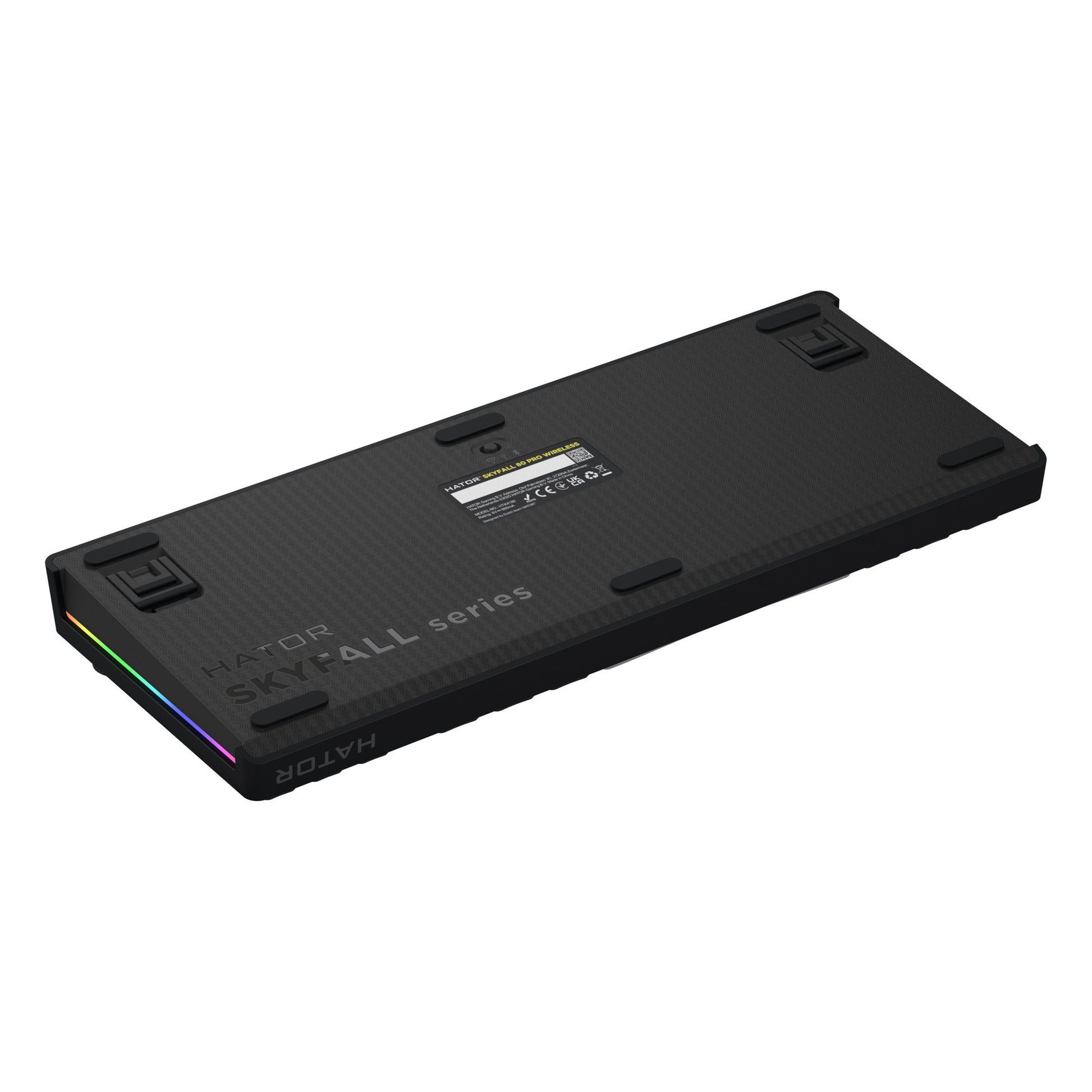 Hator skyfall pro wireless rgb mechanisch gaming toetsenbord (zwart, us lay-out (qwerty), hator aurum vanilla silent, 80% (tkl), rgb, double-shot pbt, hot-swap, 2.4ghz | bluetooth | usb-c)