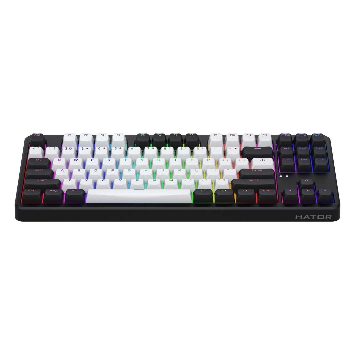 Hator Rockfall 3 TKL inalámbrico, teclado para juegos (negro, diseño de EE. UU., RGB, teclas PBT, intercambio en caliente, Bluetooth USB-C de 2,4 GHz)