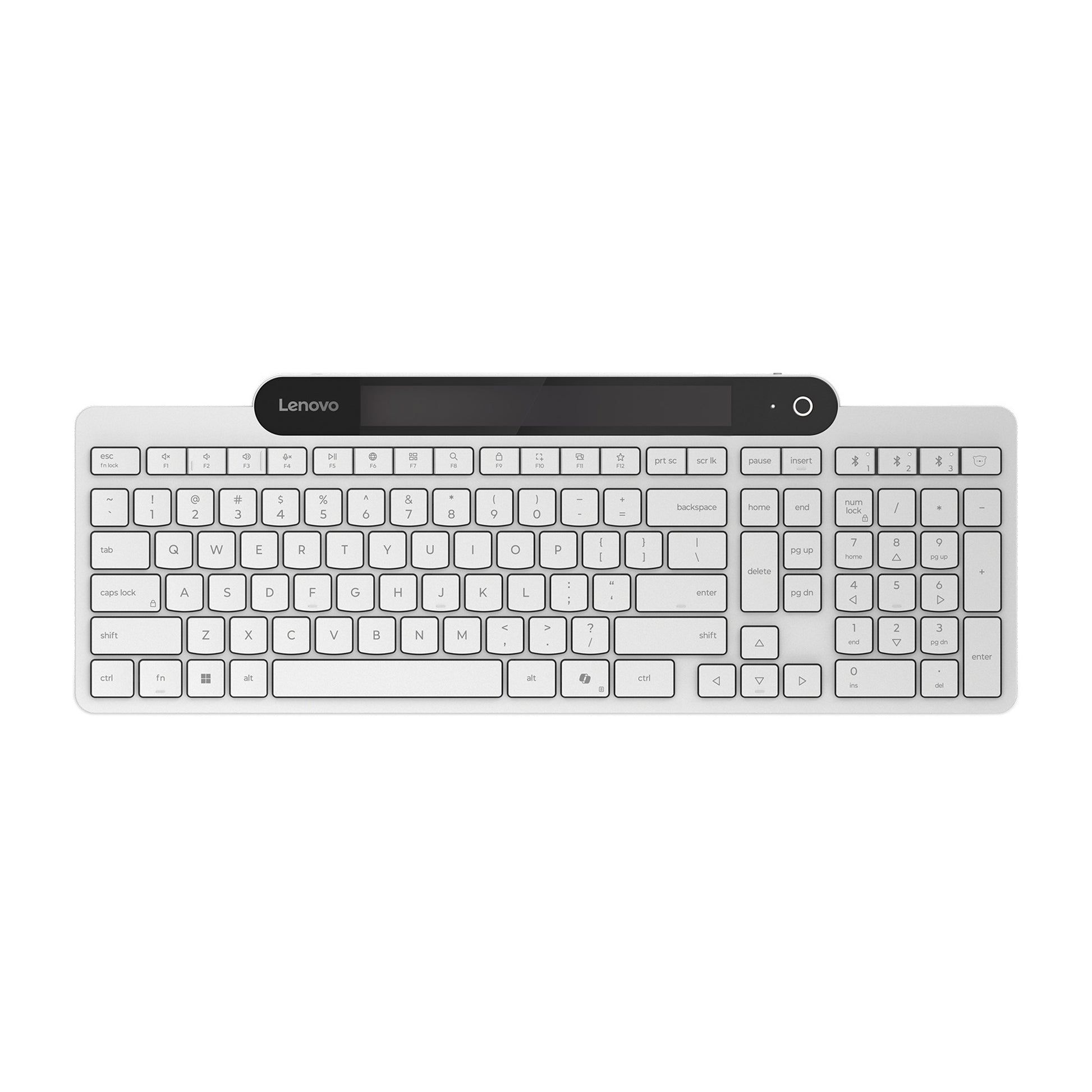 Teclado Bluetooth de carga automática Lenovo 800 (blanco, diseño de EE. UU. (QWERTY), émbolo, 100 %, interruptor de émbolo, Bluetooth 5.1, USB-C)