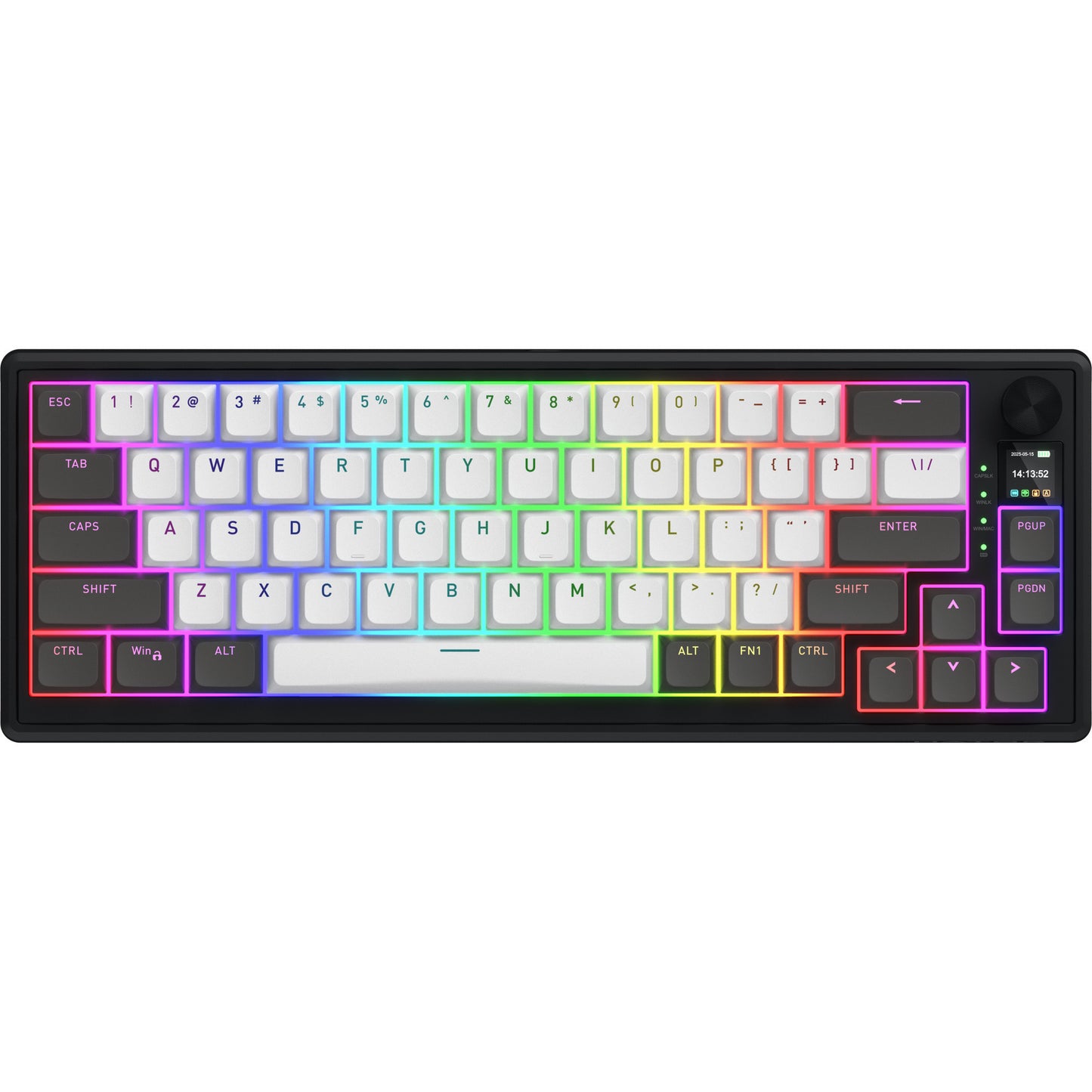 Hator skyfall pro wireless, tastiera da gioco (nera, layout americano, hator aurum vanilla silenzioso, 65%, rgb, double-shot pbt, hot-swap, bluetooth usb-c da 2,4 ghz)