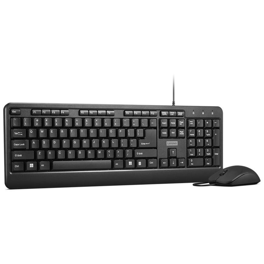 Set desktop combinato cablato Lenovo 160 (nero, layout USA (QWERTY), 100%, USB-A, 1.600 dpi)
