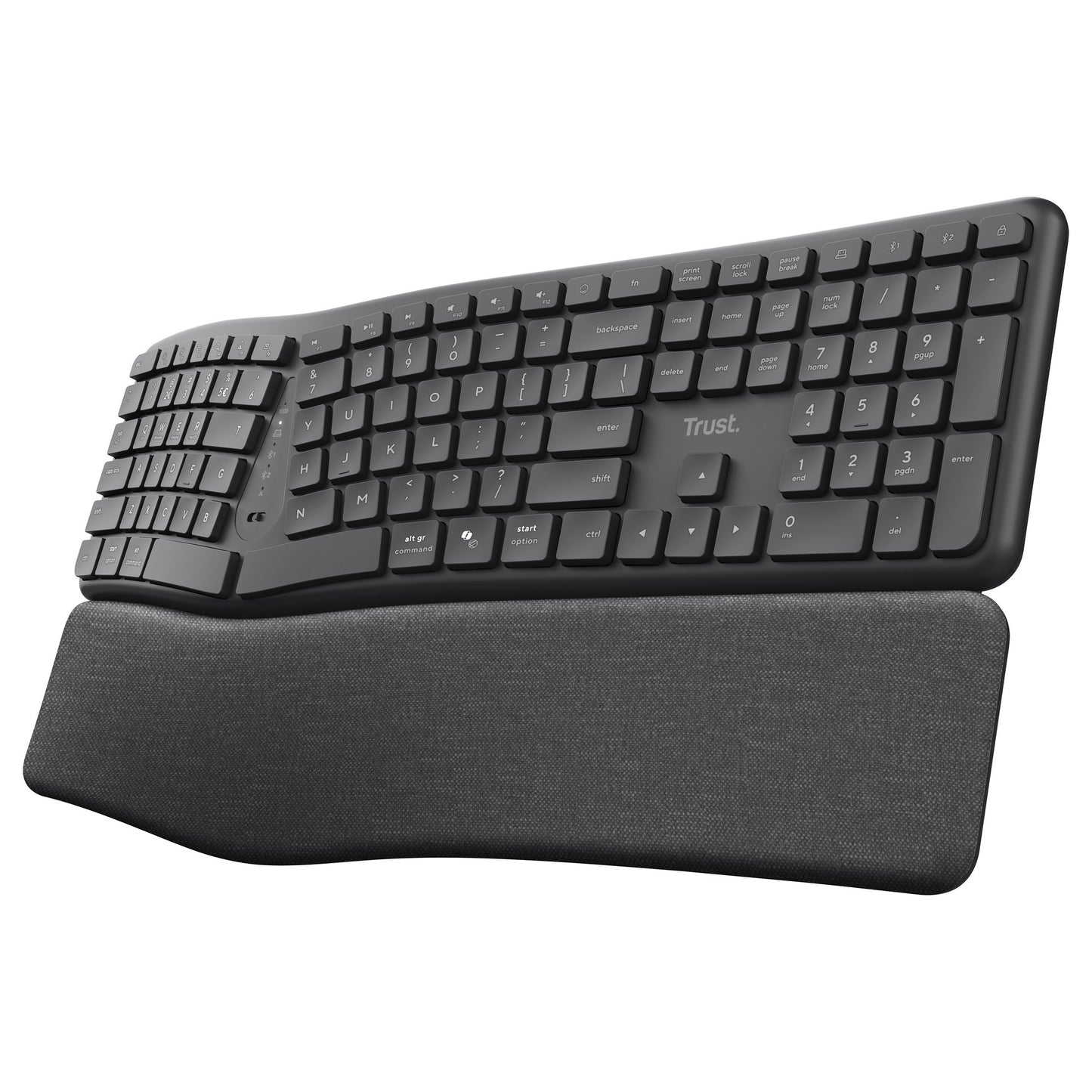 Trust Keyra wireless ergonomic keyboard (black, US layout, Bluetooth 2.4G USB)
