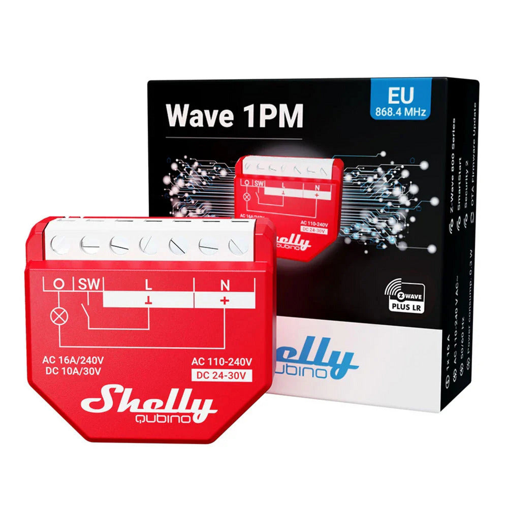 Shelly wave 13:00 eu lr interruttore (rosso, z-wave, z-wave+)