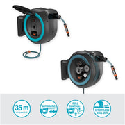Gardena 35 m wand-slangenbox powerroll xl slanghaspel (grijs turquoise, 35 meter, accu en oplader niet inbegrepen, power for all alliance) - afbeelding 3