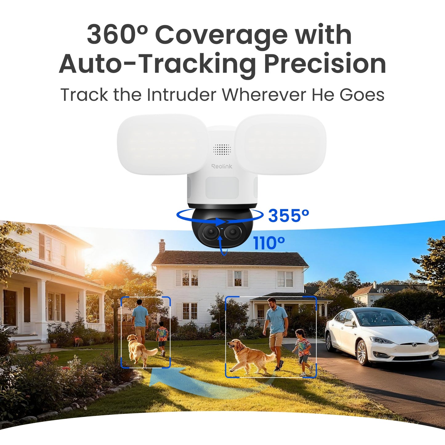 Reolink f850w trackflex floodlight wifi security camera (white, 4k, wifi)