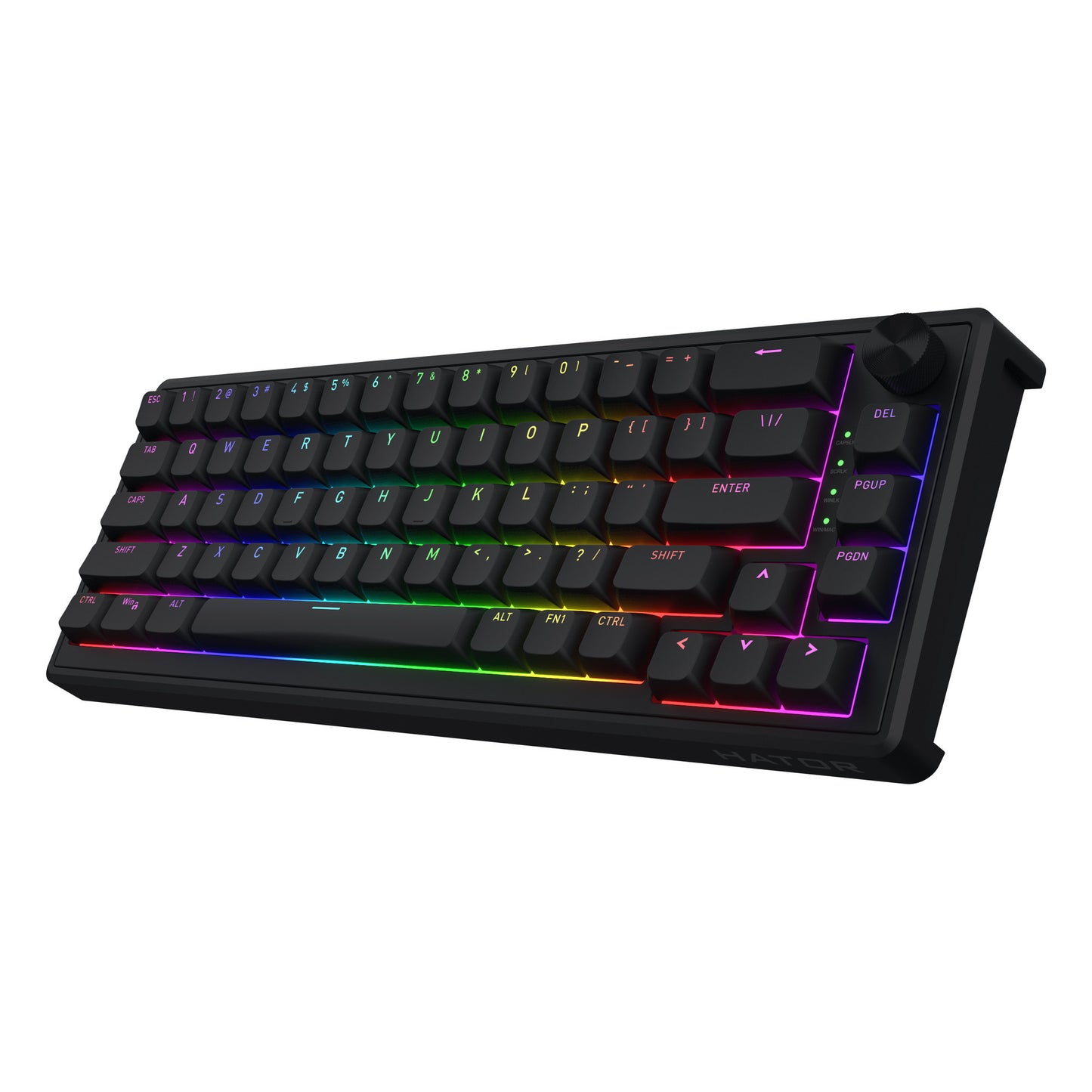 Hator skyfall cablato, tastiera da gioco (nera, layout americano, hator aurum sterling, 65%, rgb, double shot abs, hot-swap)