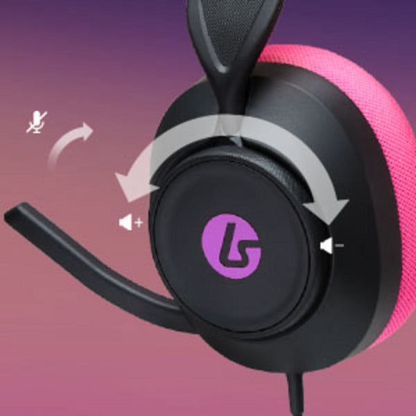 Powera Lucidsound LS10 Cuffie da gioco cablate - Cuffie da gioco over-ear con branding Midnight (Nero Rosa, Playstation 5, Playstation 4, Xbox Series X|s, Xbox One, PC, Mobile)