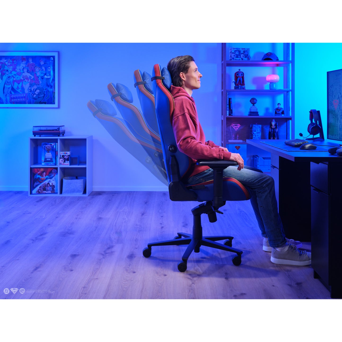 Trust GXT 721SM Ruya Pro Premium Comoda sedia da gaming (Blu Rosso)