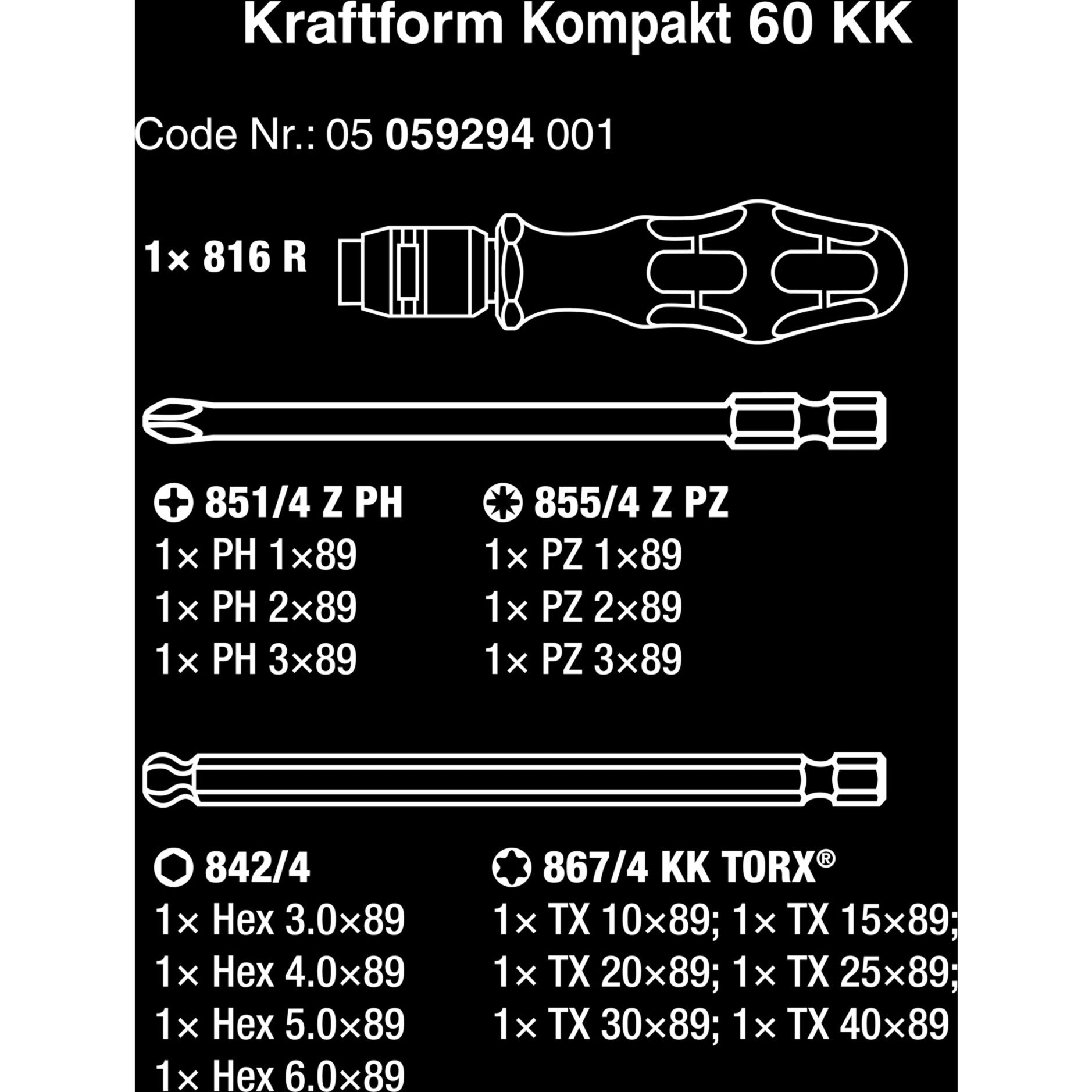 Waa kraftform kompakt 60 kk, 17 pezzi