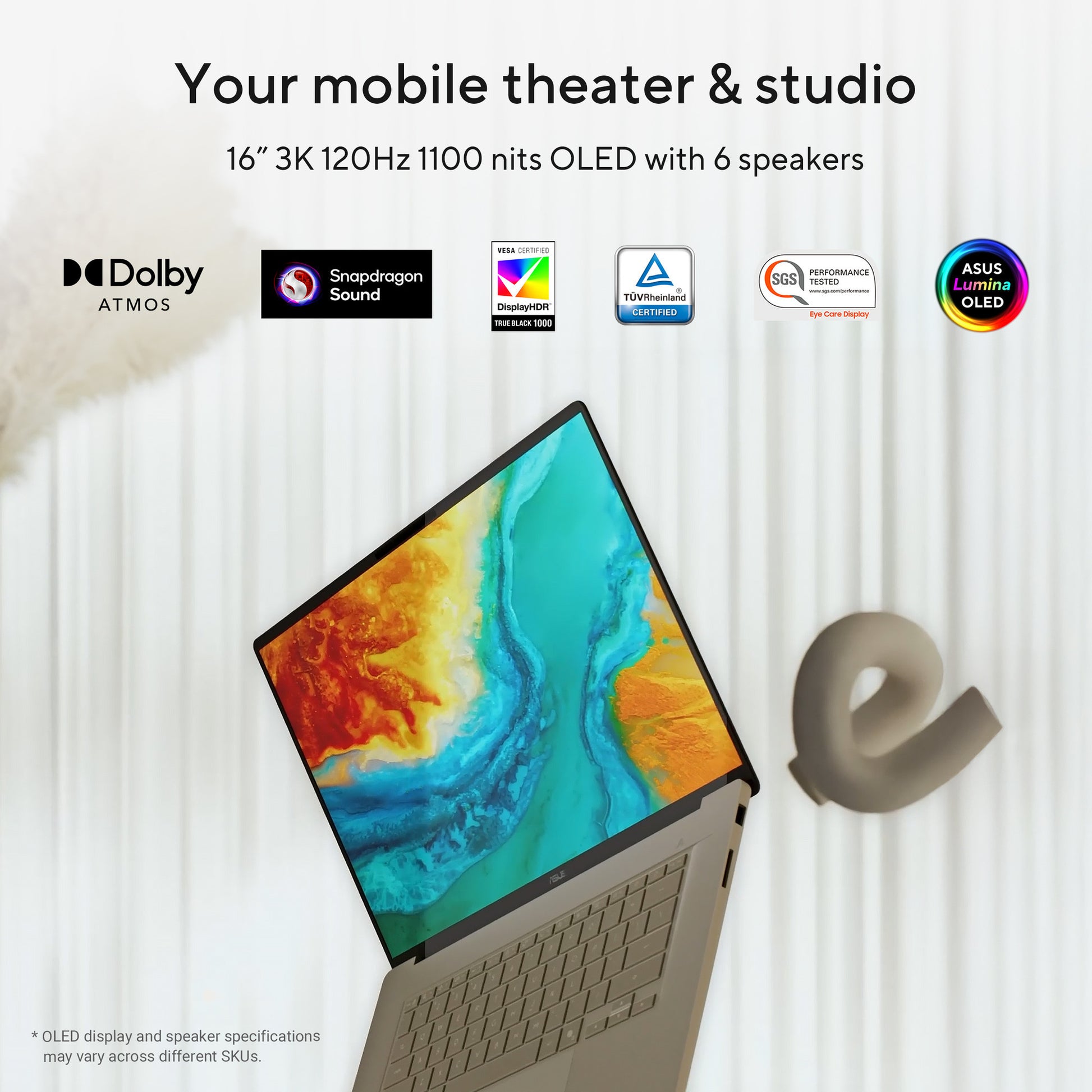 Portátil Asus zenbook a16 ux3607oa-sq013w 16 copiloto+ (beige | snapdragon x2e-94-100 | qualcomm adreno | 48 GB | 1 TB SSD | OLED)