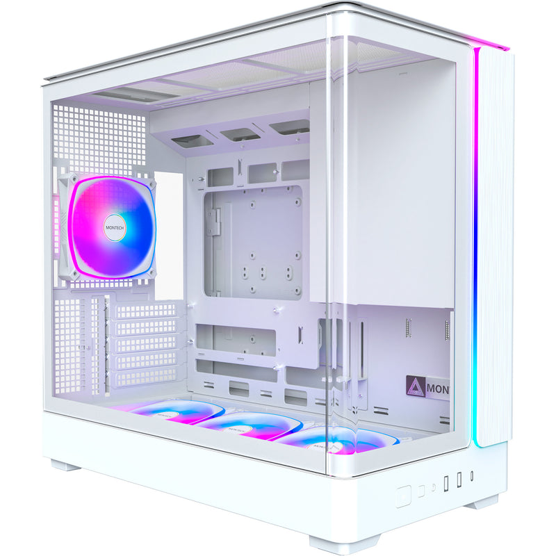 Custodia midi tower Montech king 15 pro (bianco | 2x USB-A | 1x USB-C | RGB | finestra)