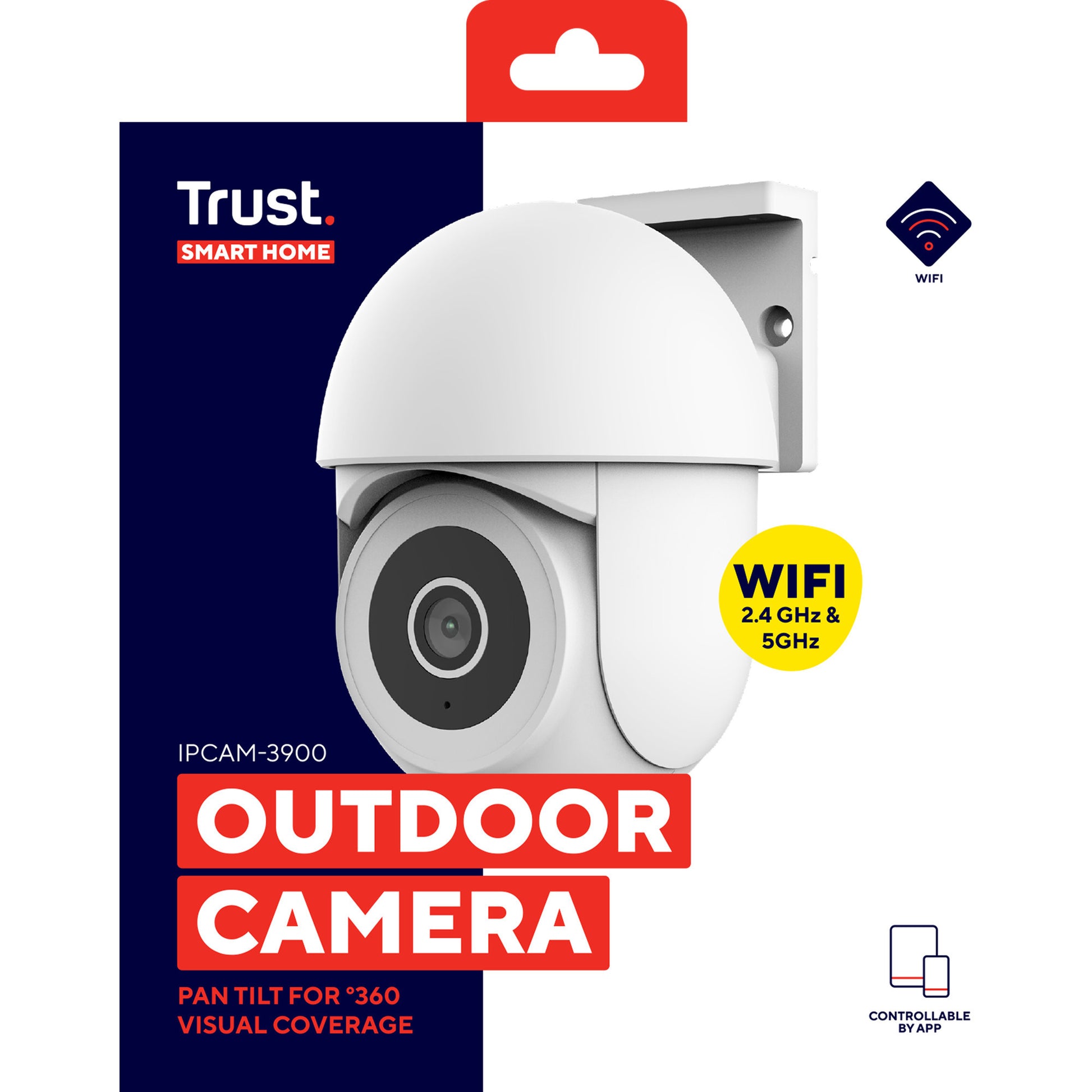 Trust telecamera esterna ipcam-3900 360° (bianco, WiFi da 2,4 o 5 GHz)