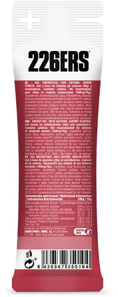 226ers high energy 160mg caffeine cherry gel 76g